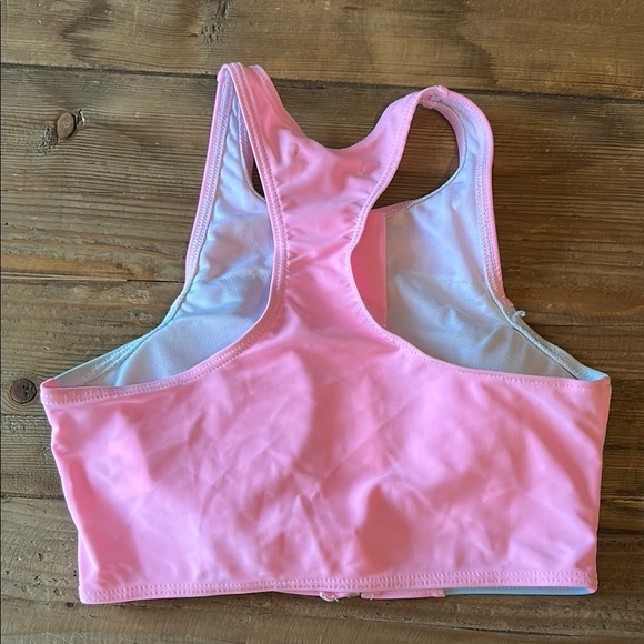 Pink Lily Bikini Top Pink and Blue with Front Zipper - Picture 4 of 4